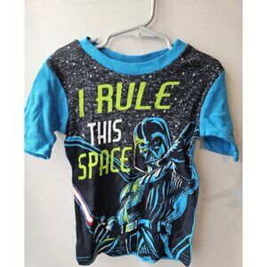 Star Wars Kids T-Shirt Size 6 –Darth Vader "I Rule This Space" Tee – Blue PJ Top